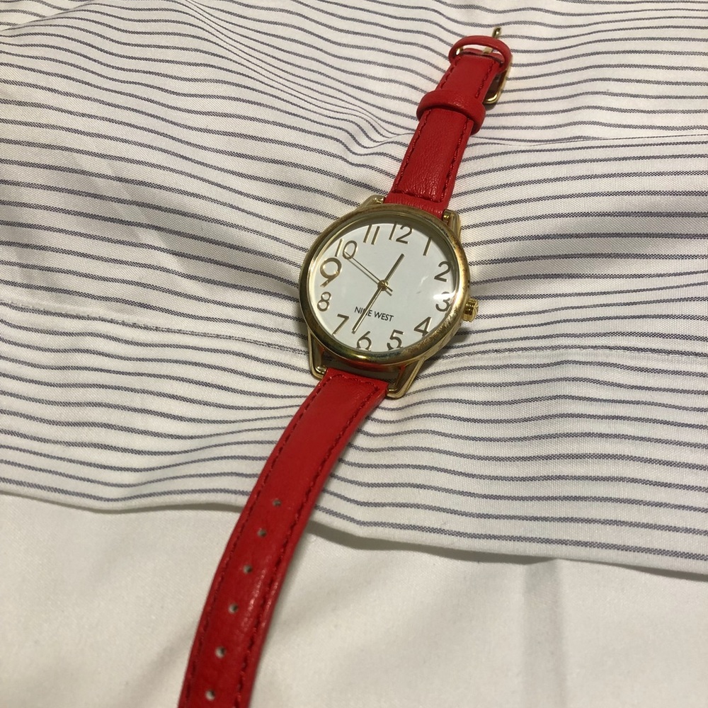 Nine West Red Watch with Gold Face
